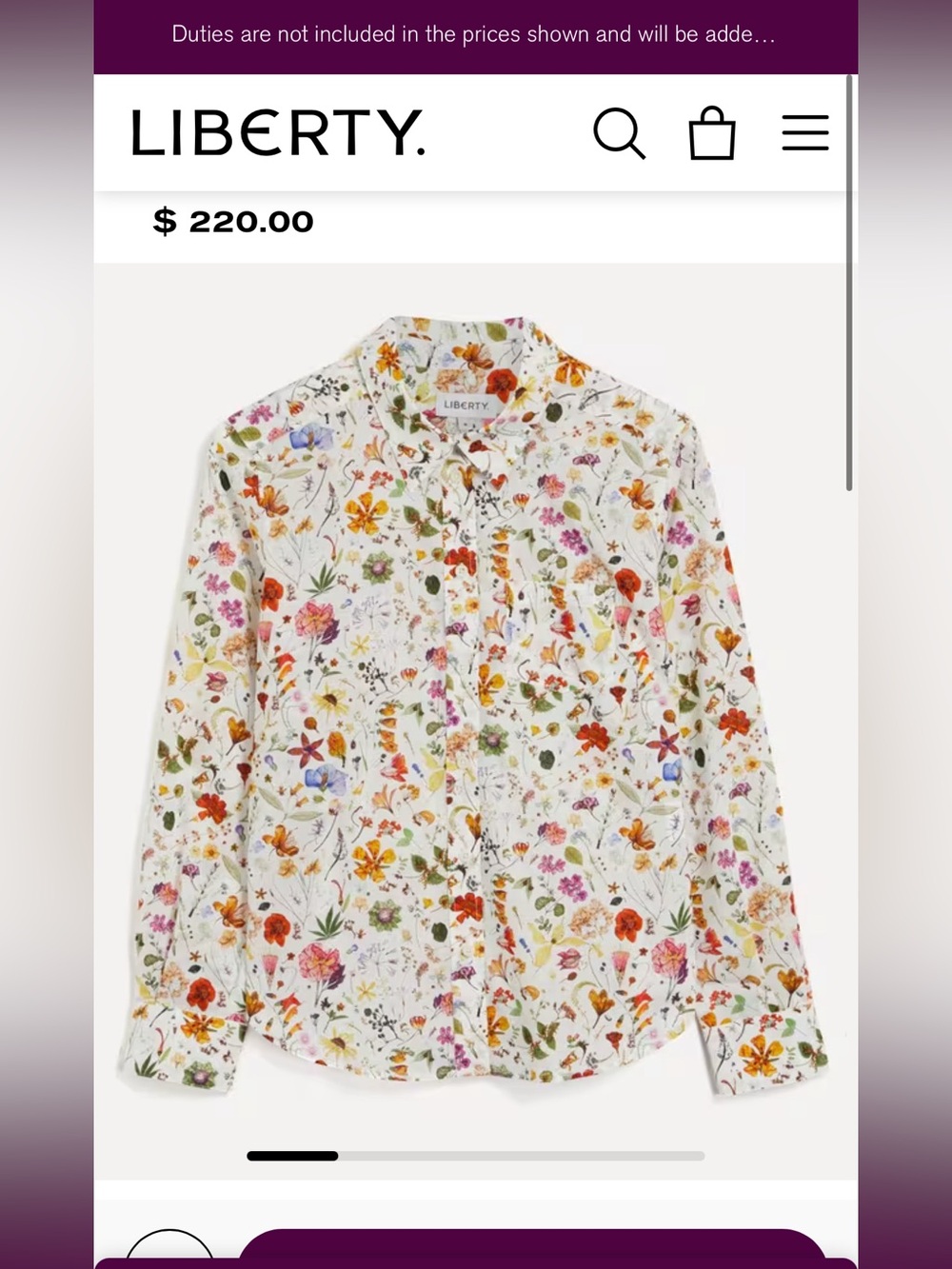 Liberty London Floral Eve Fitted white floral Shirt women’s XS per owned
